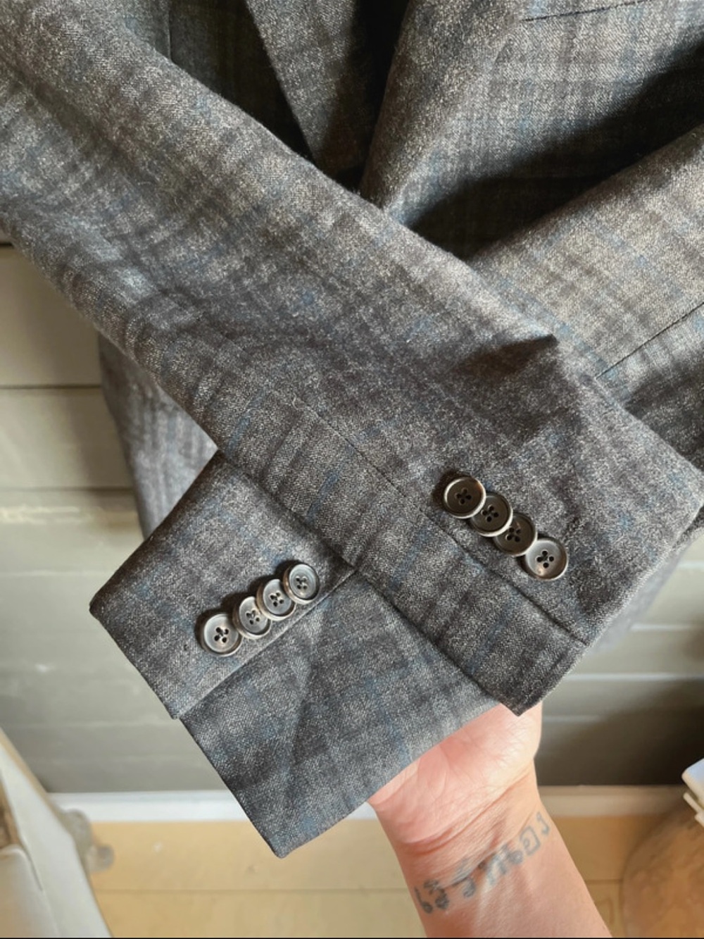Theory Gray Plaid Sport Coat Blazer - Picture 4 of 6